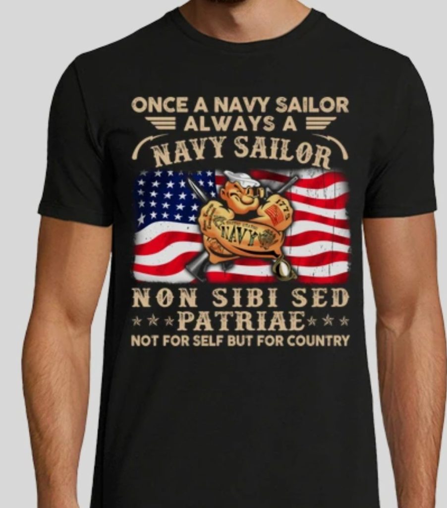 Navy sailor themed graphic t-shirt